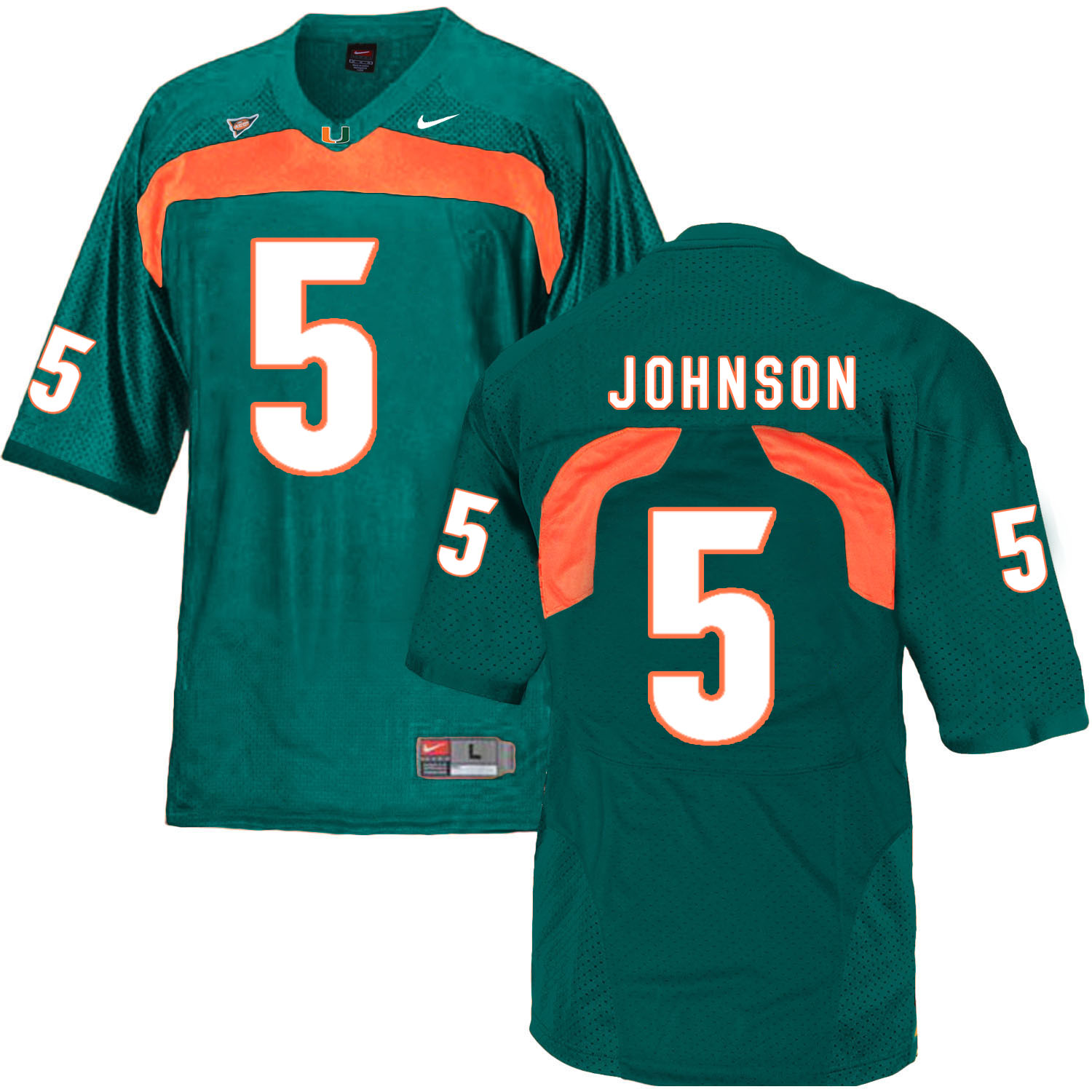 Miami Hurricanes 5 Andre Johnson Green College Football Jersey