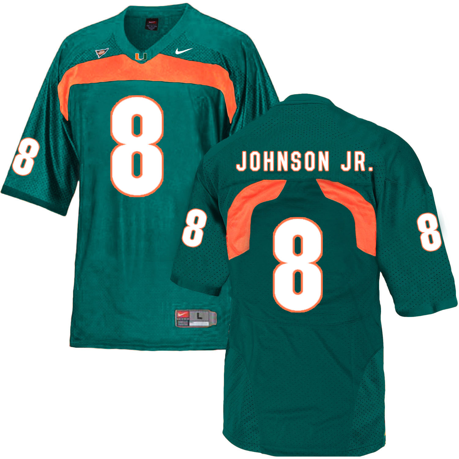 Miami Hurricanes 8 Duke Johnson Green College Football Jersey