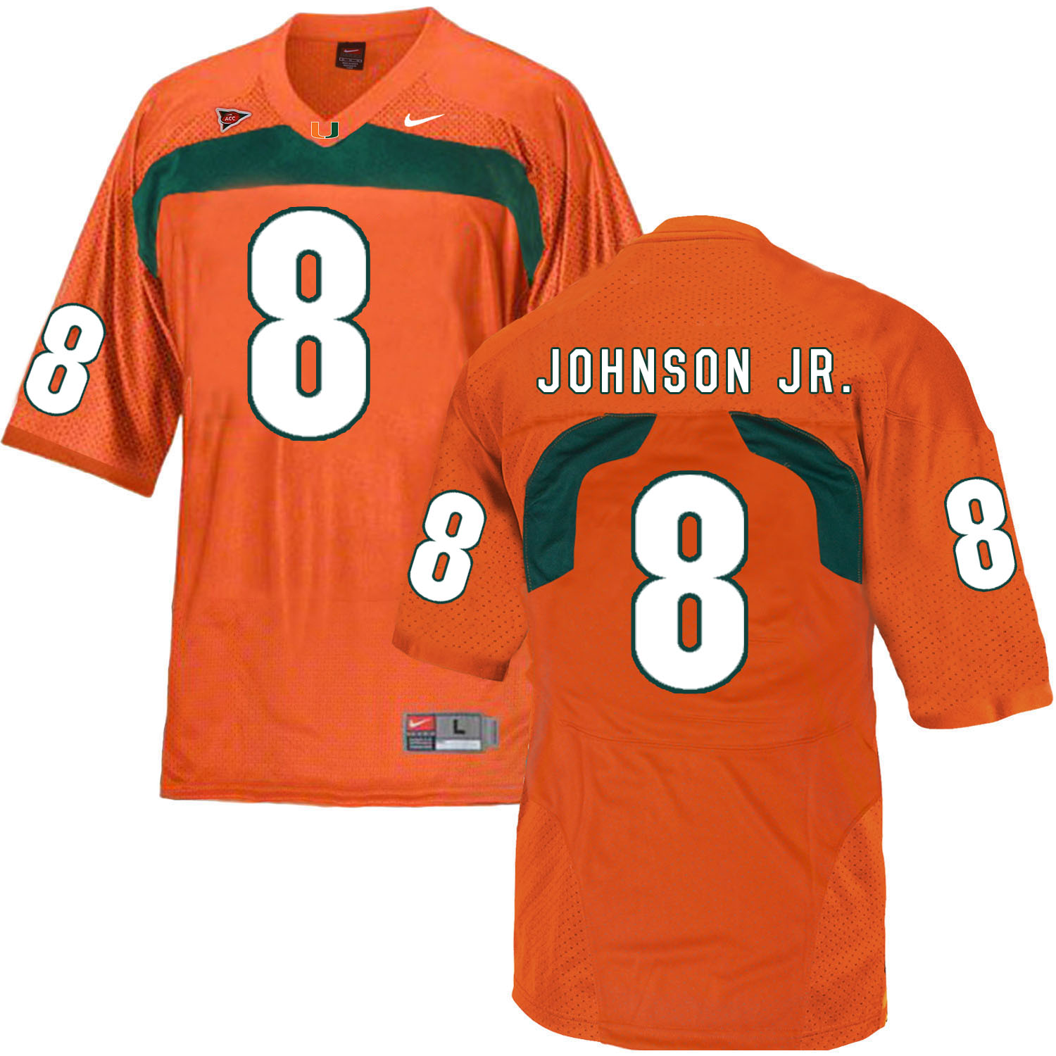 Miami Hurricanes 8 Duke Johnson Orange College Football Jersey