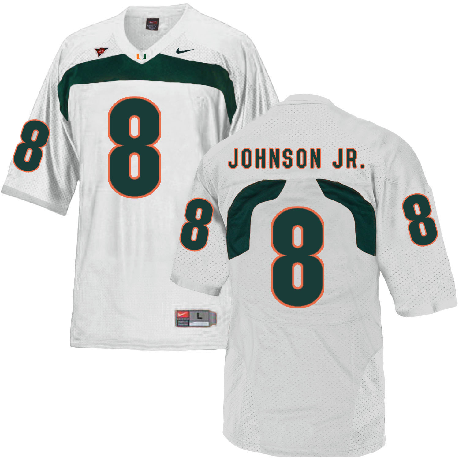 Miami Hurricanes 8 Duke Johnson White College Football Jersey