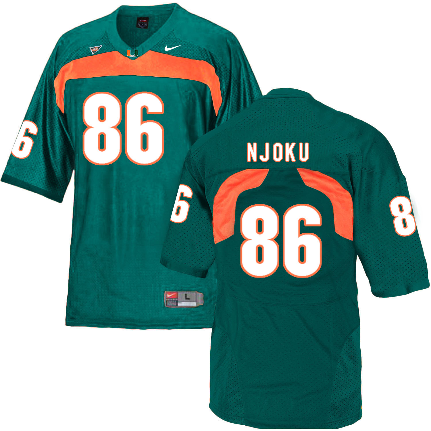 Miami Hurricanes 86 David Njoku Green College Football Jersey