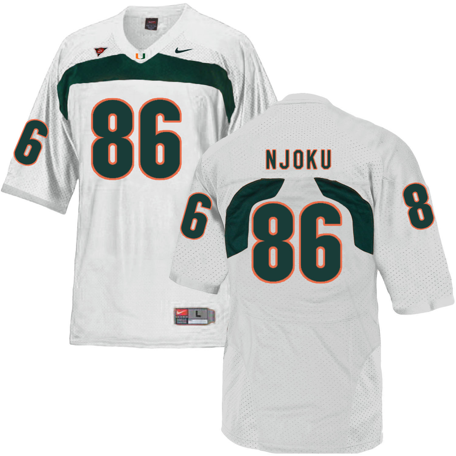 Miami Hurricanes 86 David Njoku White College Football Jersey