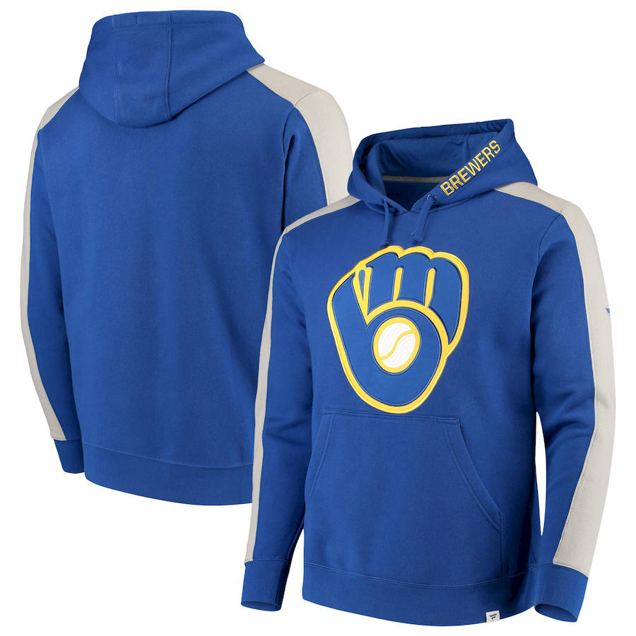 Milwaukee Brewers Fanatics Branded Iconic Fleece Pullover Hoodie Royal & Gray