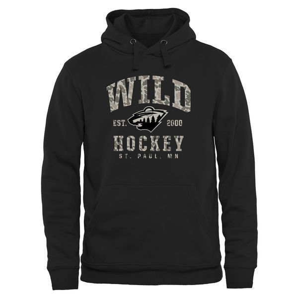 Minnesota Wild Black Team Logo Men's Pullover Hoodie