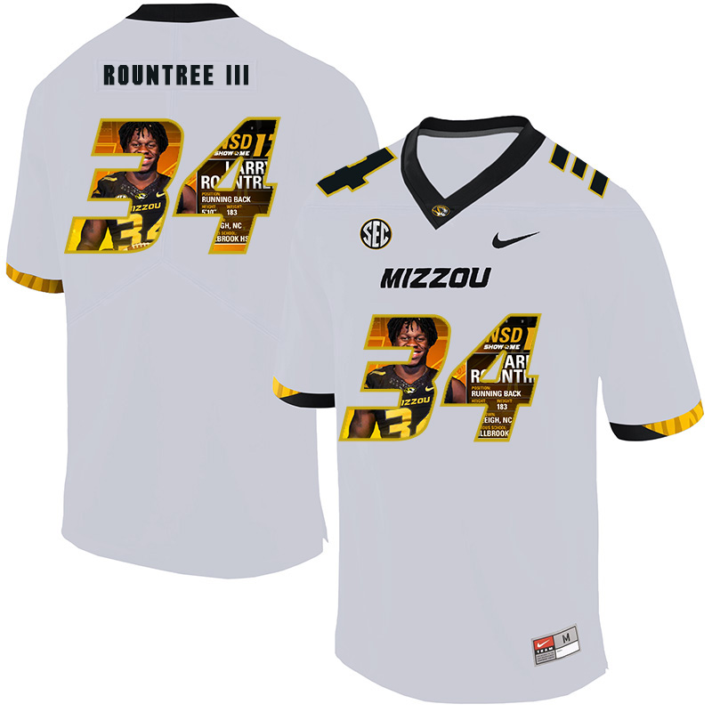 Missouri Tigers 34 Larry Rountree III White Nike Fashion College Football Jersey