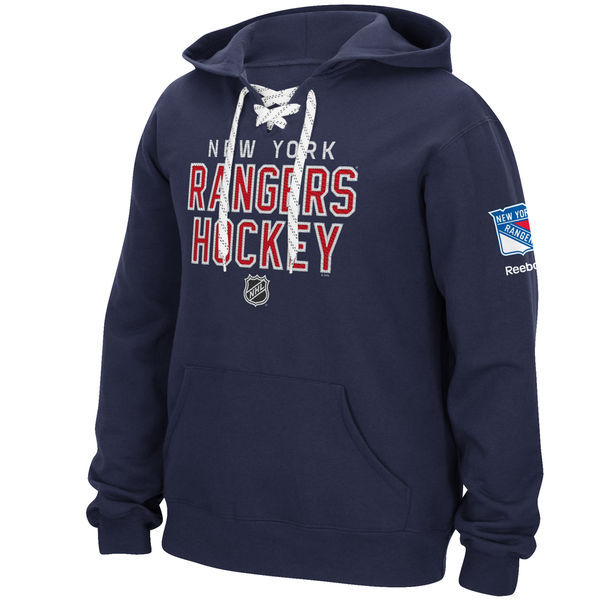 New York Rangers Blue Team Logo Men's Pullover Hoodie02