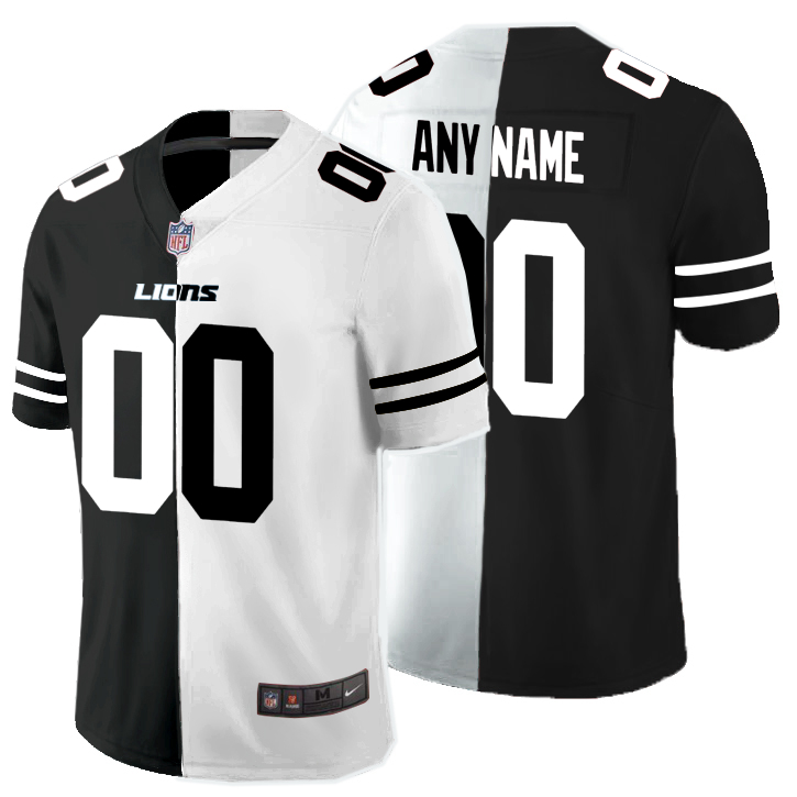 Nike Detroit Lions Customized Black And White Split Two Tone Vapor Untouchable Limited Jersey