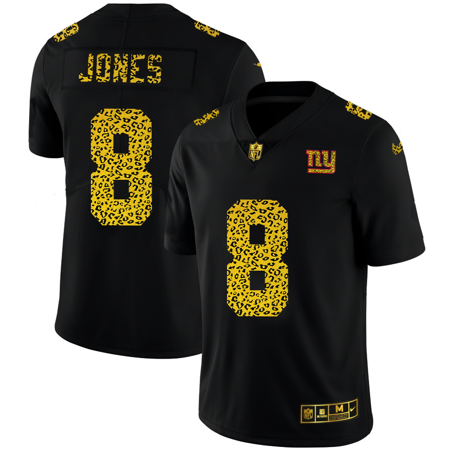 Nike Giants 8 Daniel Jones Black Leopard Vapor Untouchable Limited Jersey