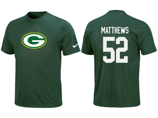 Nike Green Bay Packers 52 MATTHEWS Name & Number T-Shirt Green