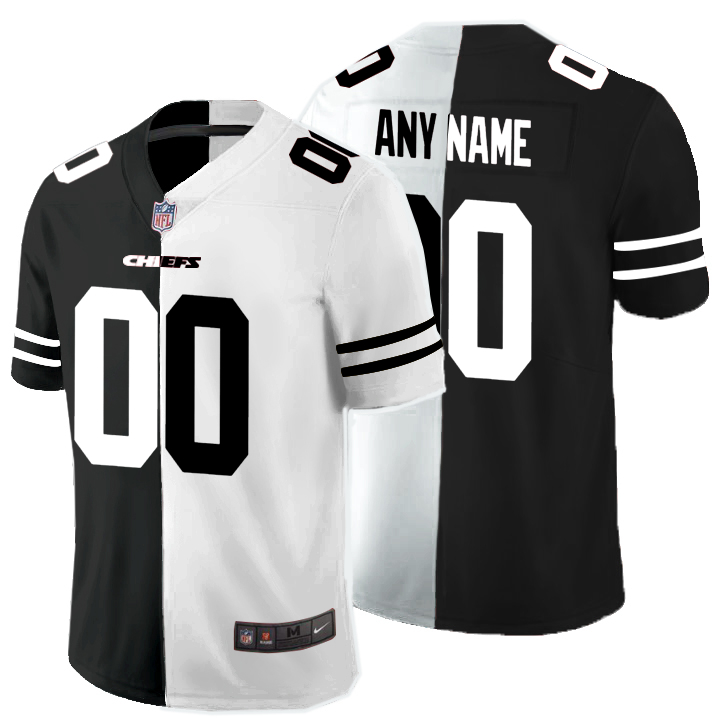 Nike Kansas City Chiefs Customized Black And White Split Two Tone Vapor Untouchable Limited Jersey