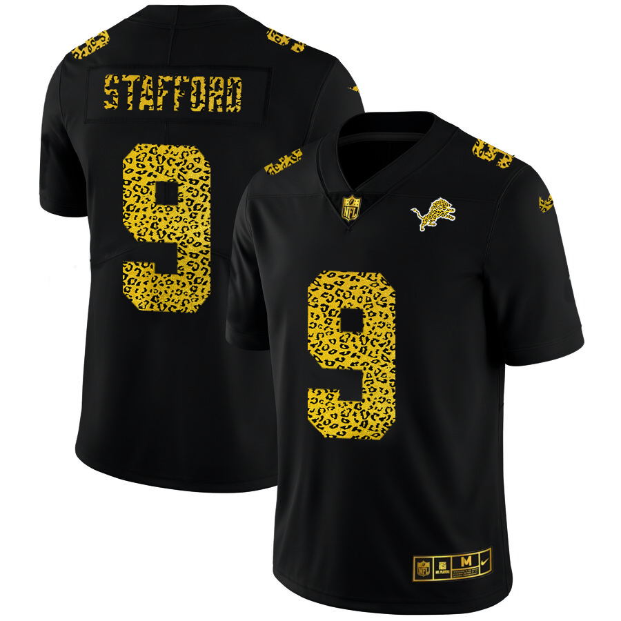 Nike Lions 9 Matthew Stafford Black Leopard Vapor Untouchable Limited Jersey