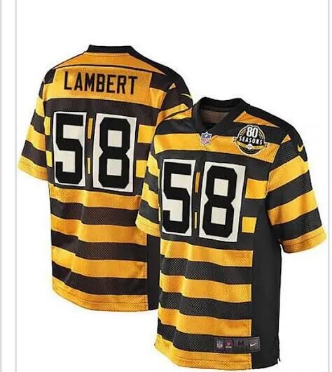Nike Pittsburgh Steelers #58 Jack Lambert Yellow With Black Ham Game Throwback 80TH Jersey