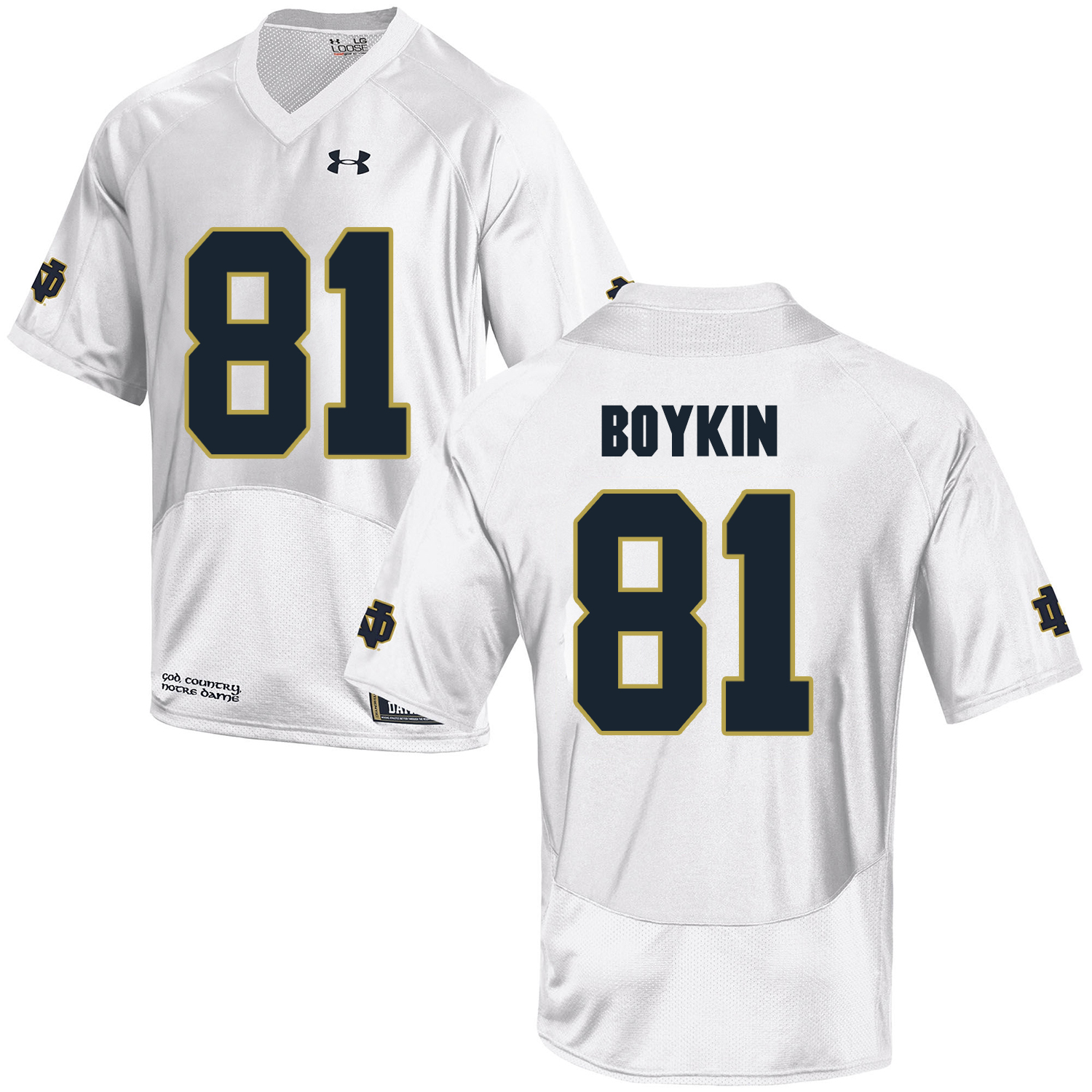 Notre Dame Fighting Irish 81 Miles Boykin White College Football Jersey