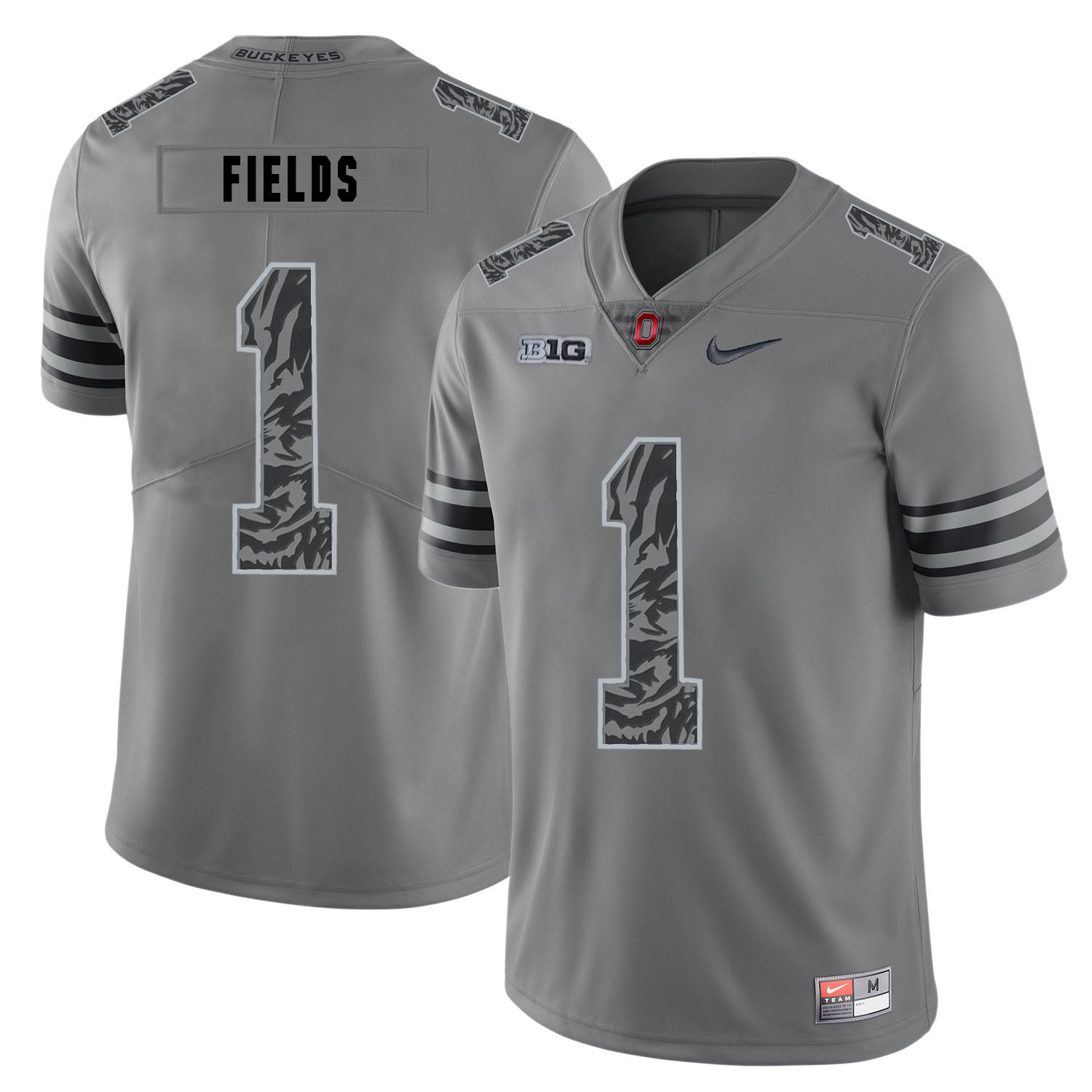 Ohio State Buckeyes 1 Justin Fields Gray Nike College Football Jersey