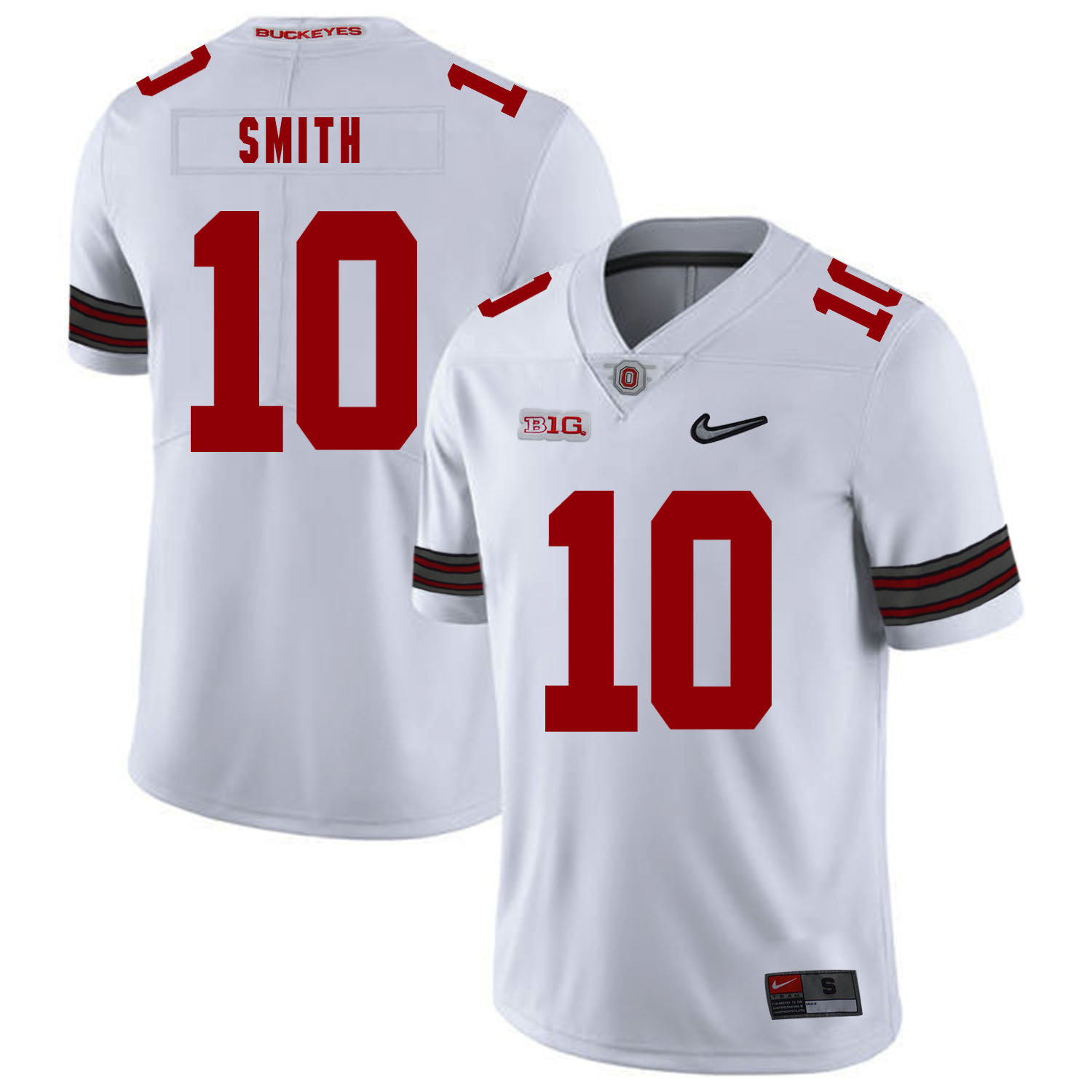 Ohio State Buckeyes 10 Troy Smith White Diamond Nike Logo College Football Jersey