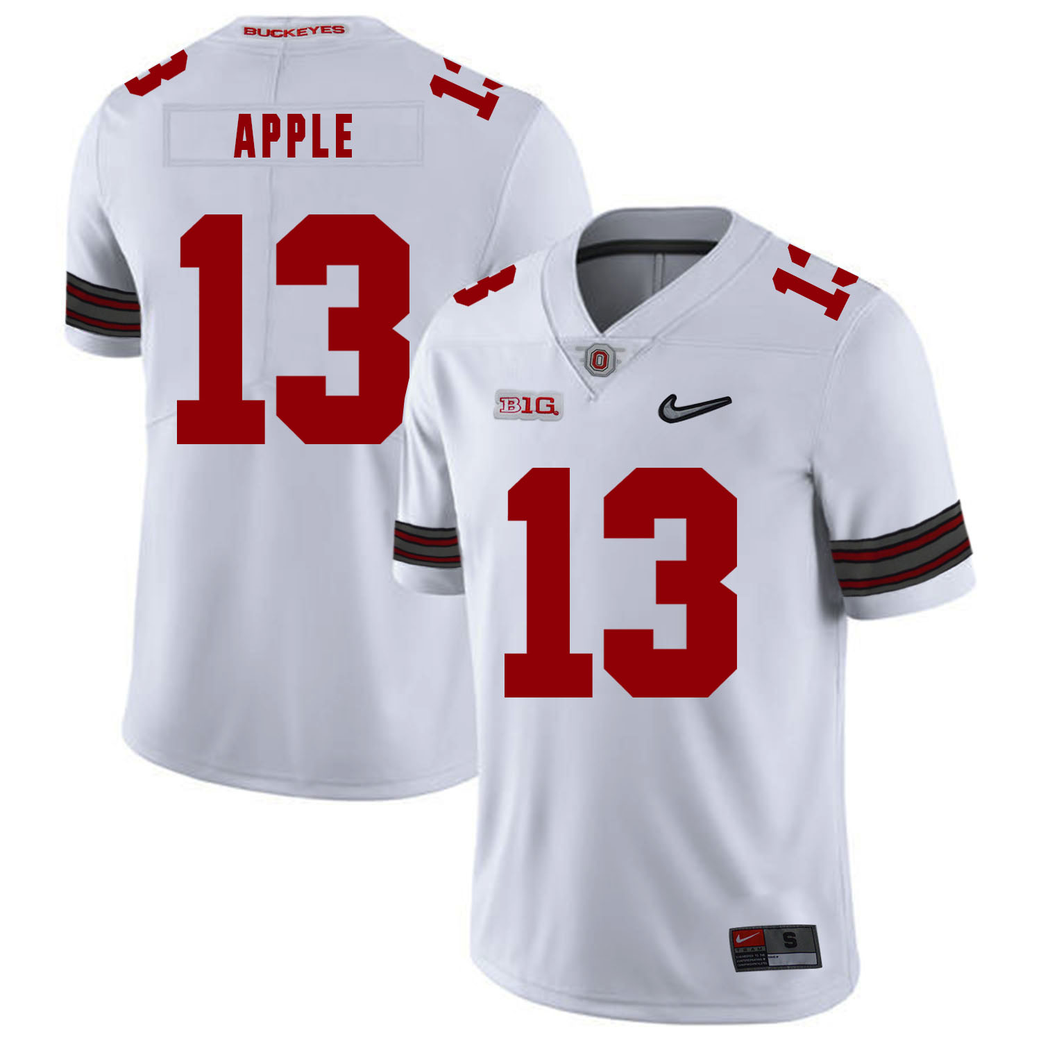 Ohio State Buckeyes 13 Eli Apple White Diamond Nike Logo College Football Jersey