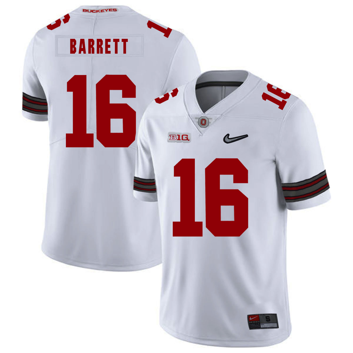 Ohio State Buckeyes 16 J.T. Barrett White Diamond Nike Logo College Football Jersey