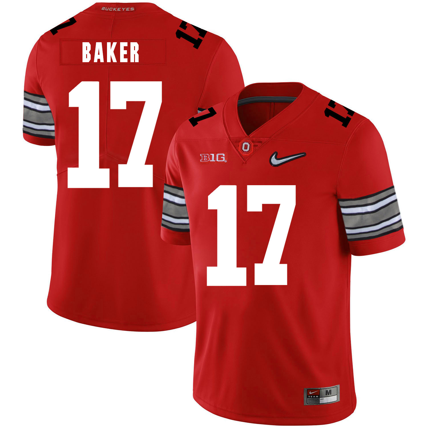 Ohio State Buckeyes 17 Jerome Baker Red Diamond Nike Logo College Football Jersey