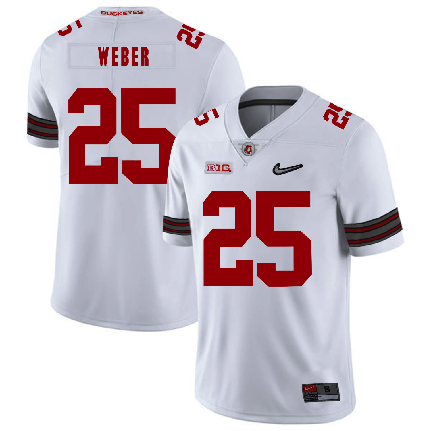 Ohio State Buckeyes 25 Mike Weber White Diamond Nike Logo College Football Jersey