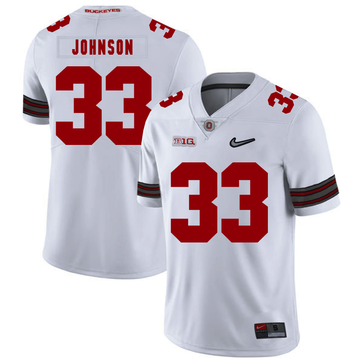 Ohio State Buckeyes 33 Pete Johnson White Diamond Nike Logo College Football Jersey