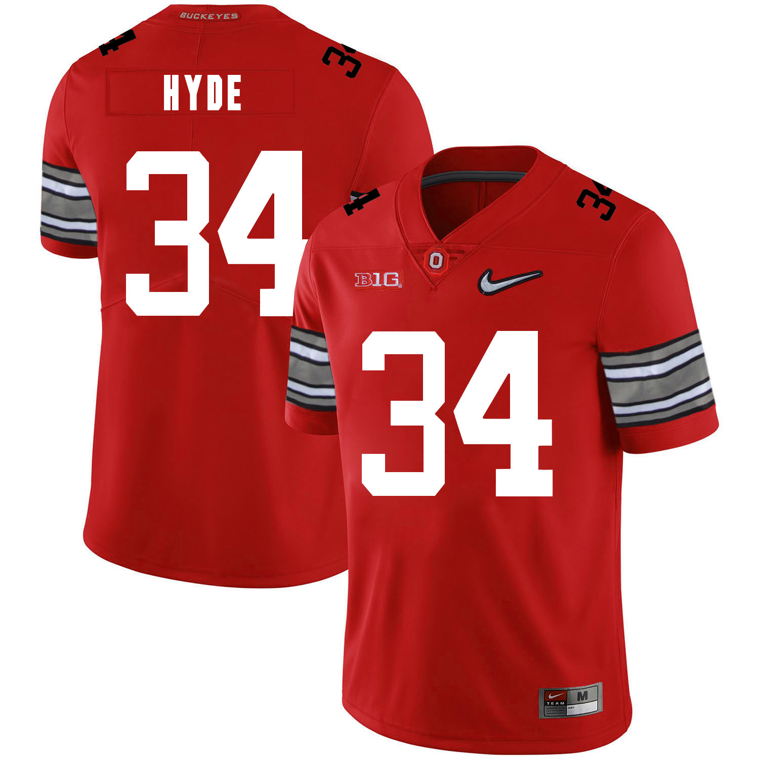 Ohio State Buckeyes 34 Carlos Hyde Red Diamond Nike Logo College Football Jersey