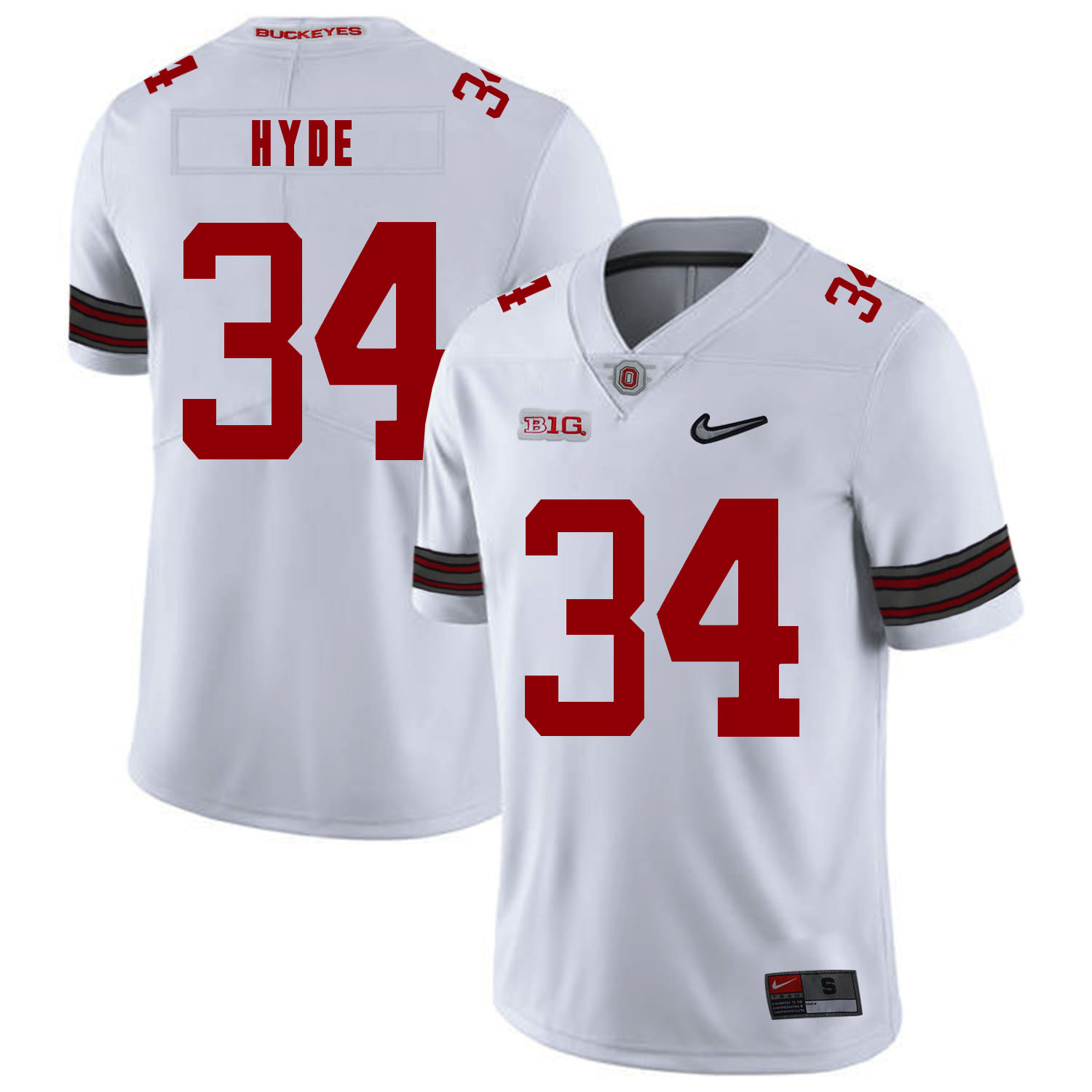 Ohio State Buckeyes 34 Carlos Hyde White Diamond Nike Logo College Football Jersey