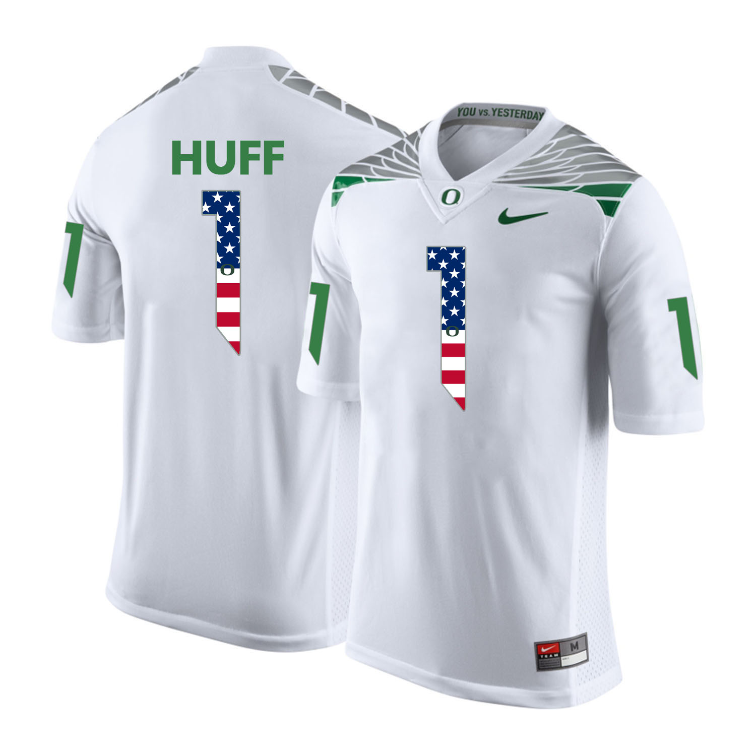 Oregon Ducks 1 Josh Huff White USA Flag College Football Jersey
