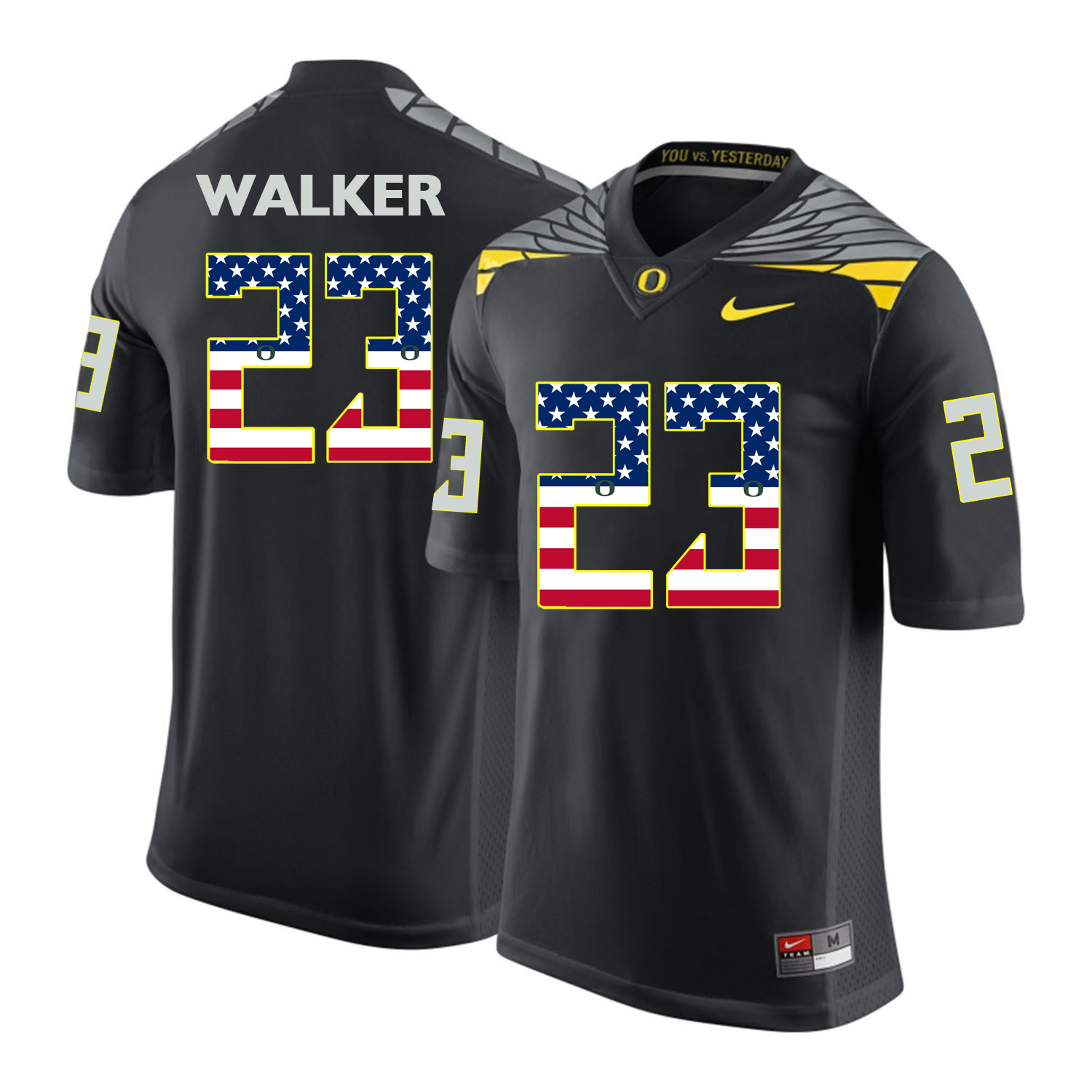 Oregon Ducks 23 WALKER Black USA Flag College Football Jersey