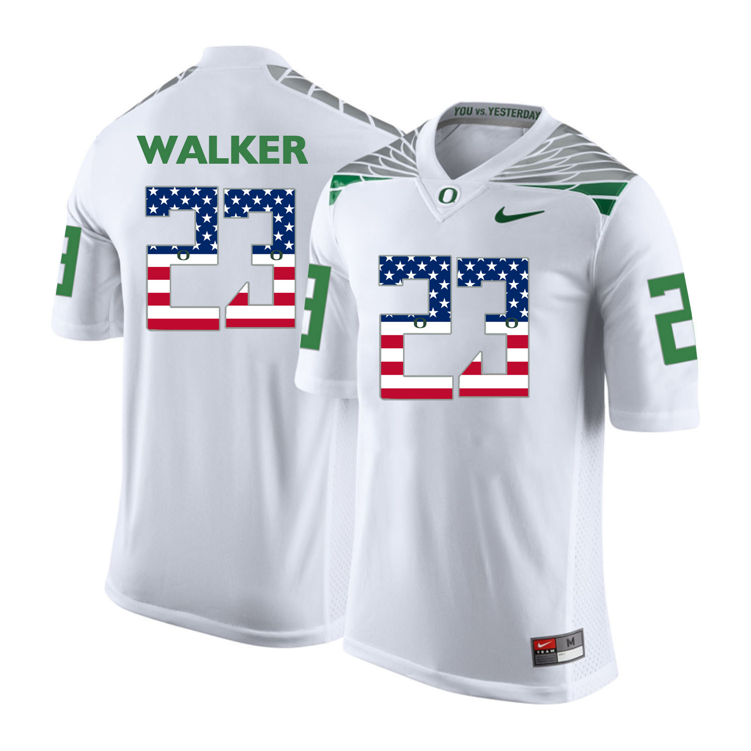 Oregon Ducks 23 WALKER White USA Flag College Football Jersey