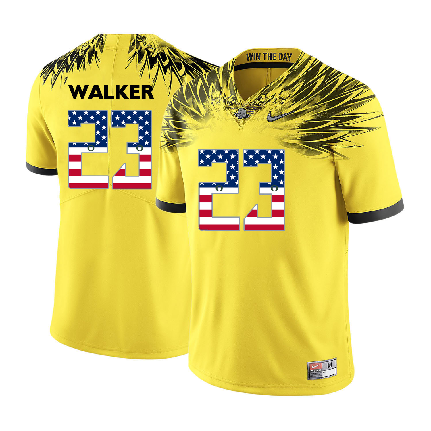 Oregon Ducks 23 WALKER Yellow USA Flag College Football Jersey