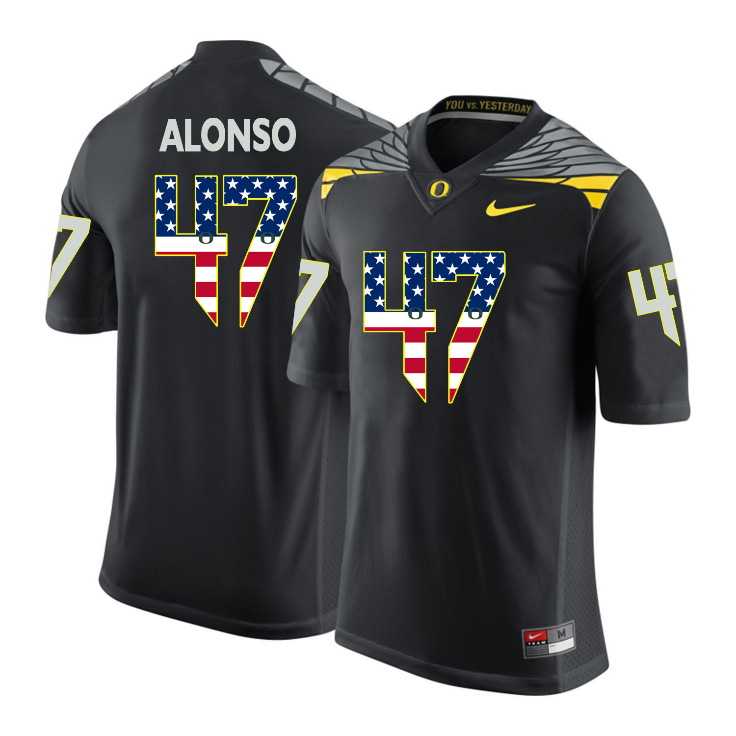 Oregon Ducks 47 Kiko Alonso Black USA Flag College Football Jersey