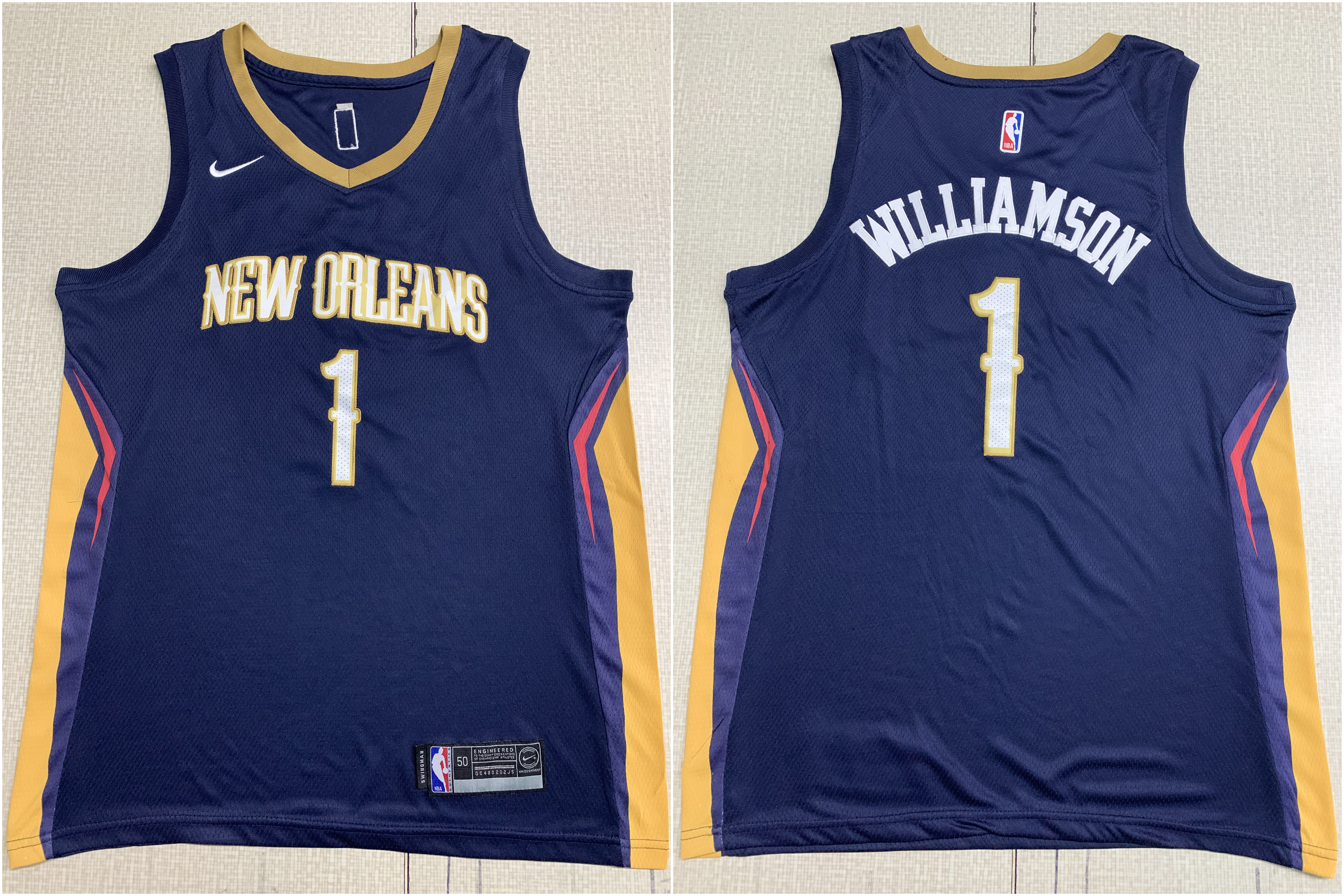 Pelicans 1 Zion Williamson Navy Nike Swingman Jersey