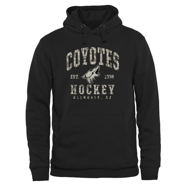 Phoenix Coyotes Black Team Logo Men's Pullover Hoodie06