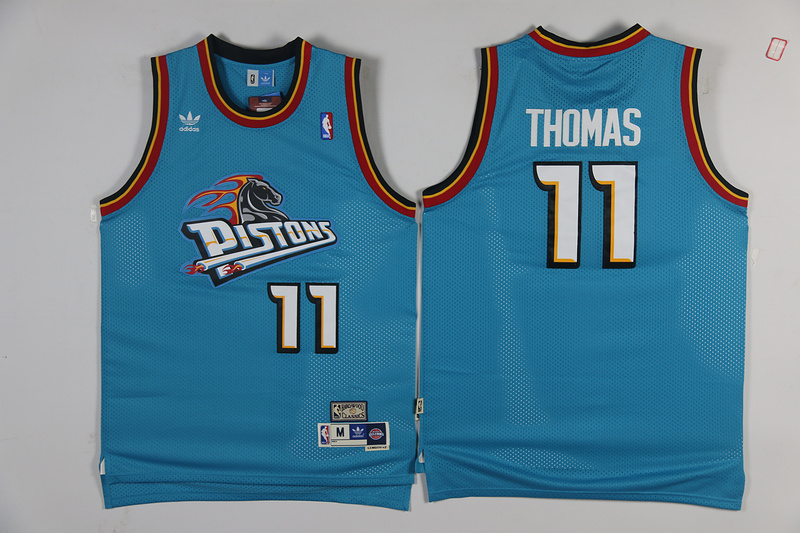 Pistons 11 Isiah Thomas Blue Hardwood Classics Mesh Jersey