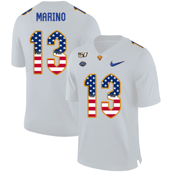 Pittsburgh Panthers 13 Dan Marino White USA Flag 150th Anniversary Patch Nike College Football Jersey