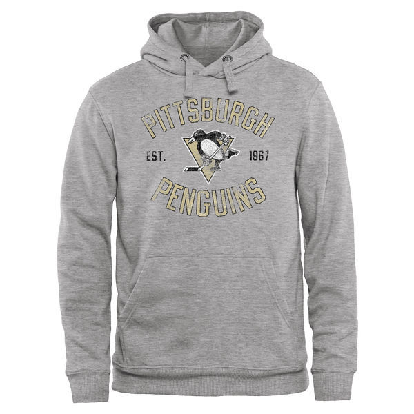 Pittsburgh Penguins Grey Team Logo Men's Pullover Hoodie