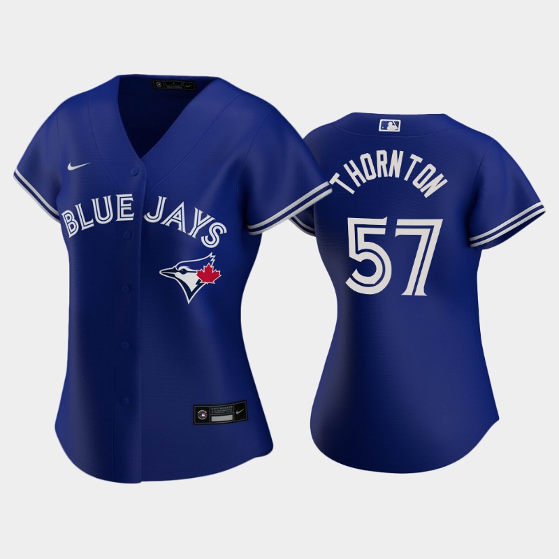 Women Replica Toronto Blue Jays #57 Trent Thornton Alternate Nike Royal Jersey