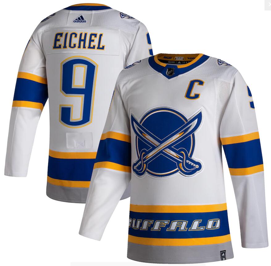 Sabres 9 Jack Eichel White 2020-21 Reverse Retro Adidas Jersey