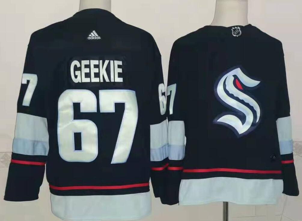 Seattle Kraken #67 Morgan Geekie Home 2021-22 Navy Blue Authentic Jersey for men