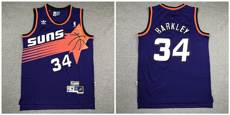 Suns 34 Charles Barkley Purple Hardwood Classics Jersey