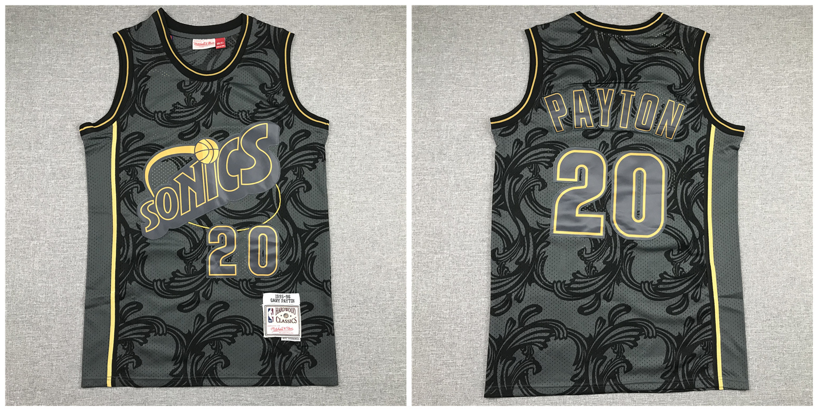 SuperSonics 20 Gary Payton Black 1995-96 Hardwood Classics Jersey