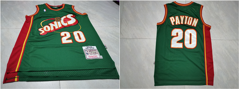 SuperSonics 20 Gary Payton Green 1995-96 Hardwood Classics Jersey