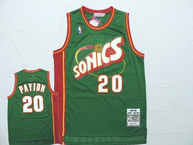 SuperSonics 20 Gary Payton Green Hardwood Classics Jersey.