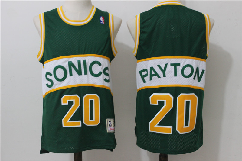SuperSonics 20 Gary Payton Green Hardwood Classics Jersey