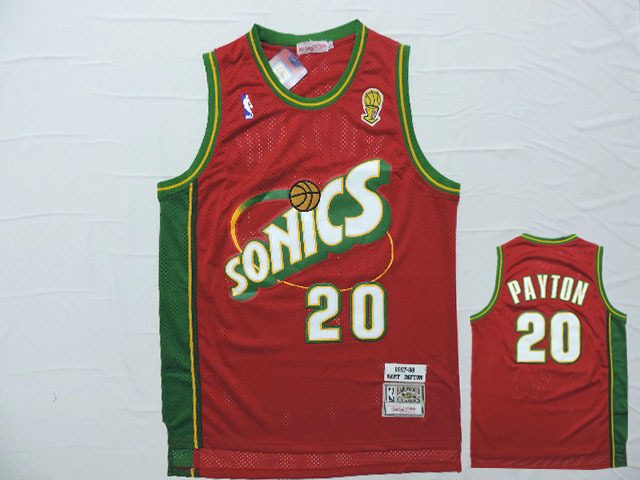 Supersonics 20 Gary Payton Red Hardwood Classics Jersey