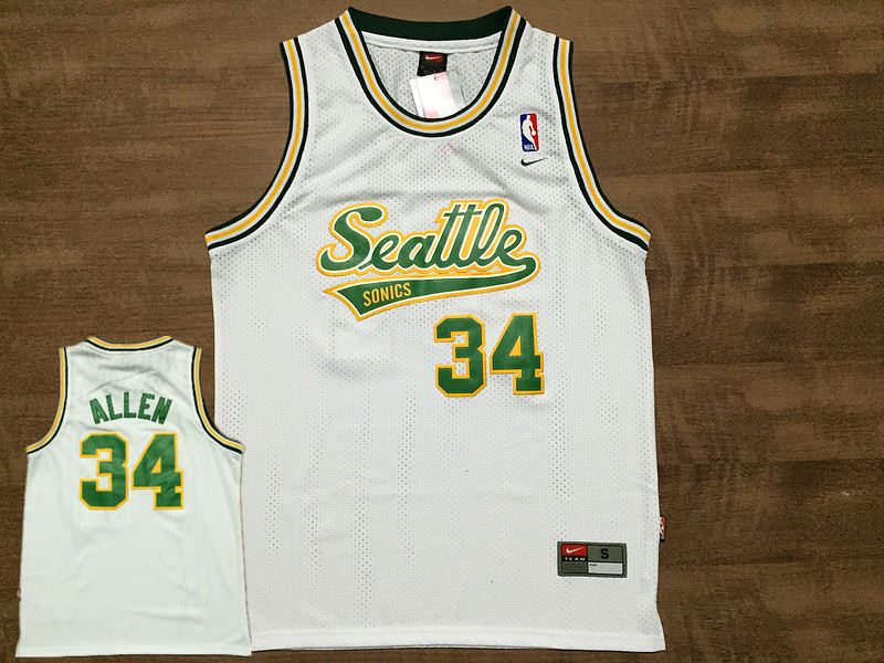 Supersonics 34 Allen White Throwback Jersey