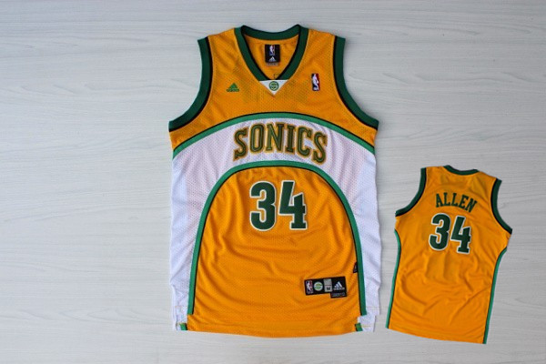 Supersonics 34 Allen Yellow New Revolution 30 Jerseys