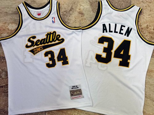 Supersonics 34 Pay Allen White 2005-06 Hardwood Classics Jersey
