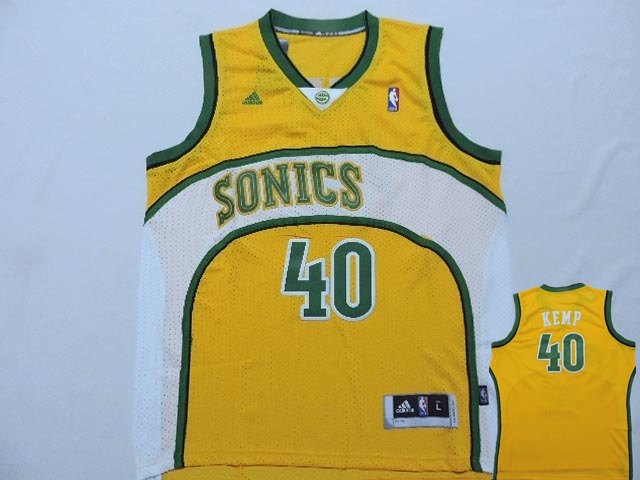 Supersonics 40 Kemp Yellow New Revolution 30 Jerseys
