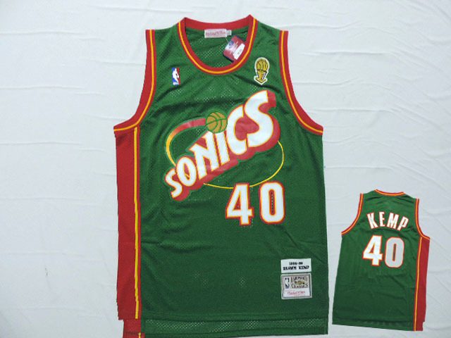 Supersonics 40 Shawn Kemp Green Hardwood Classics Jersey